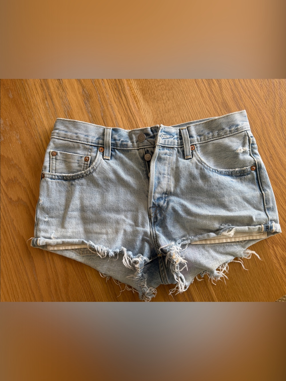 Levi's Light Blue Distressed Denim Cutoff Shorts